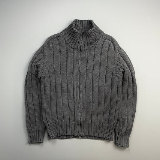 C.P. Company Dark Grey AW02 Chunky Wool Knit Cardigan Jacket