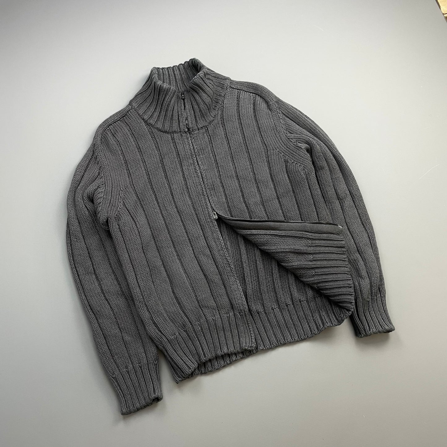 C.P. Company Dark Grey AW02 Chunky Wool Knit Cardigan Jacket