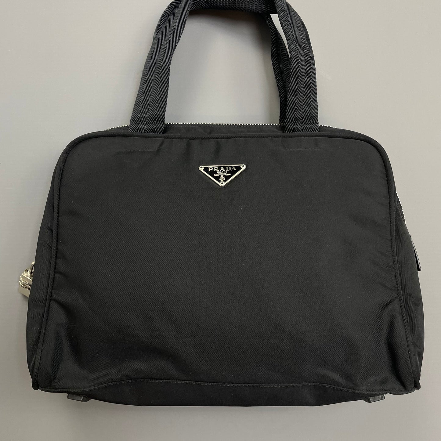 Prada Black Tessuto Nylon Padlock Handbag