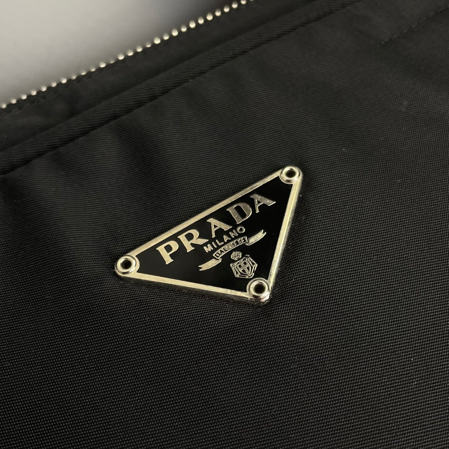 Prada Black Tessuto Nylon Padlock Handbag