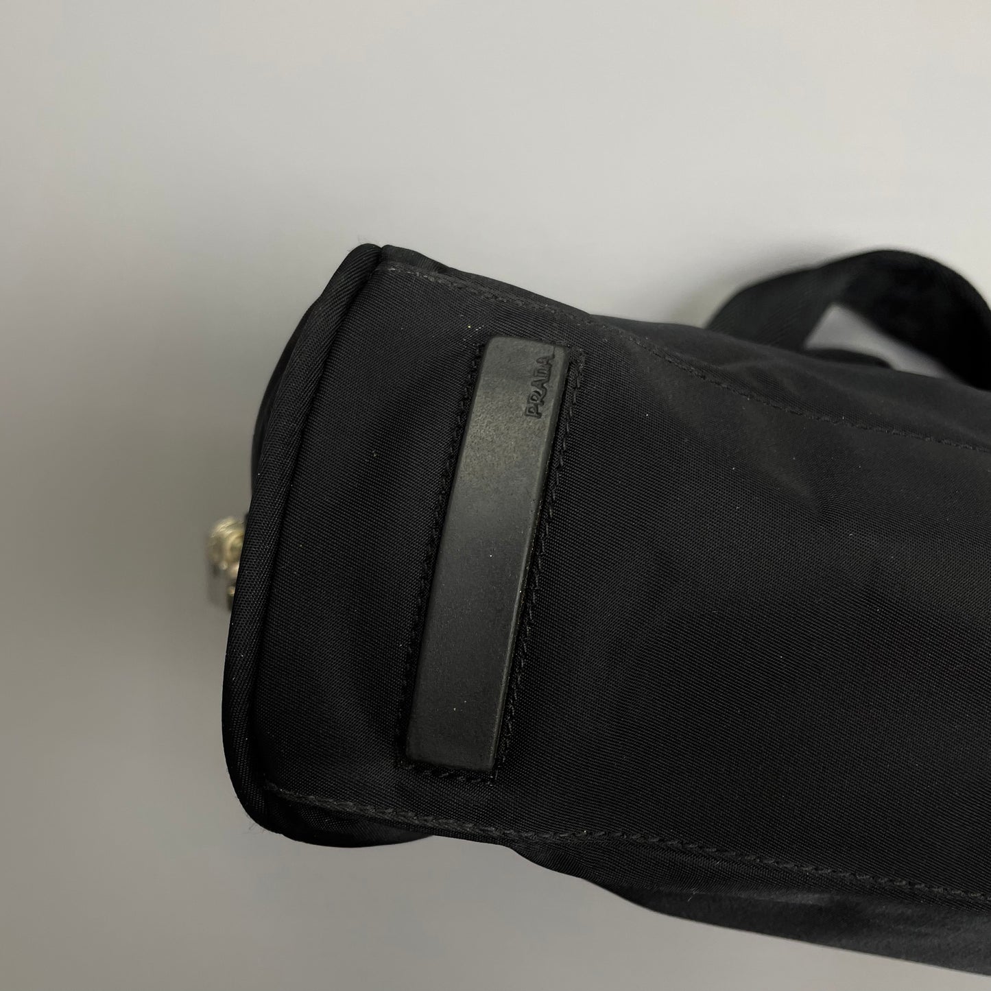 Prada Black Tessuto Nylon Padlock Handbag