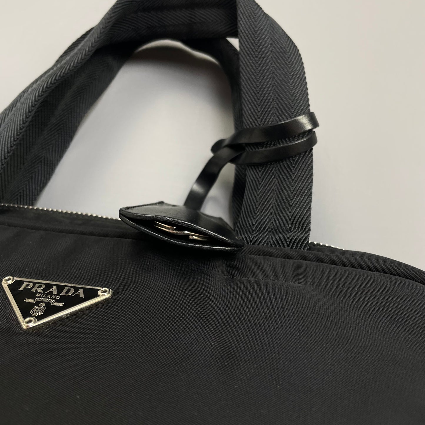 Prada Black Tessuto Nylon Padlock Handbag