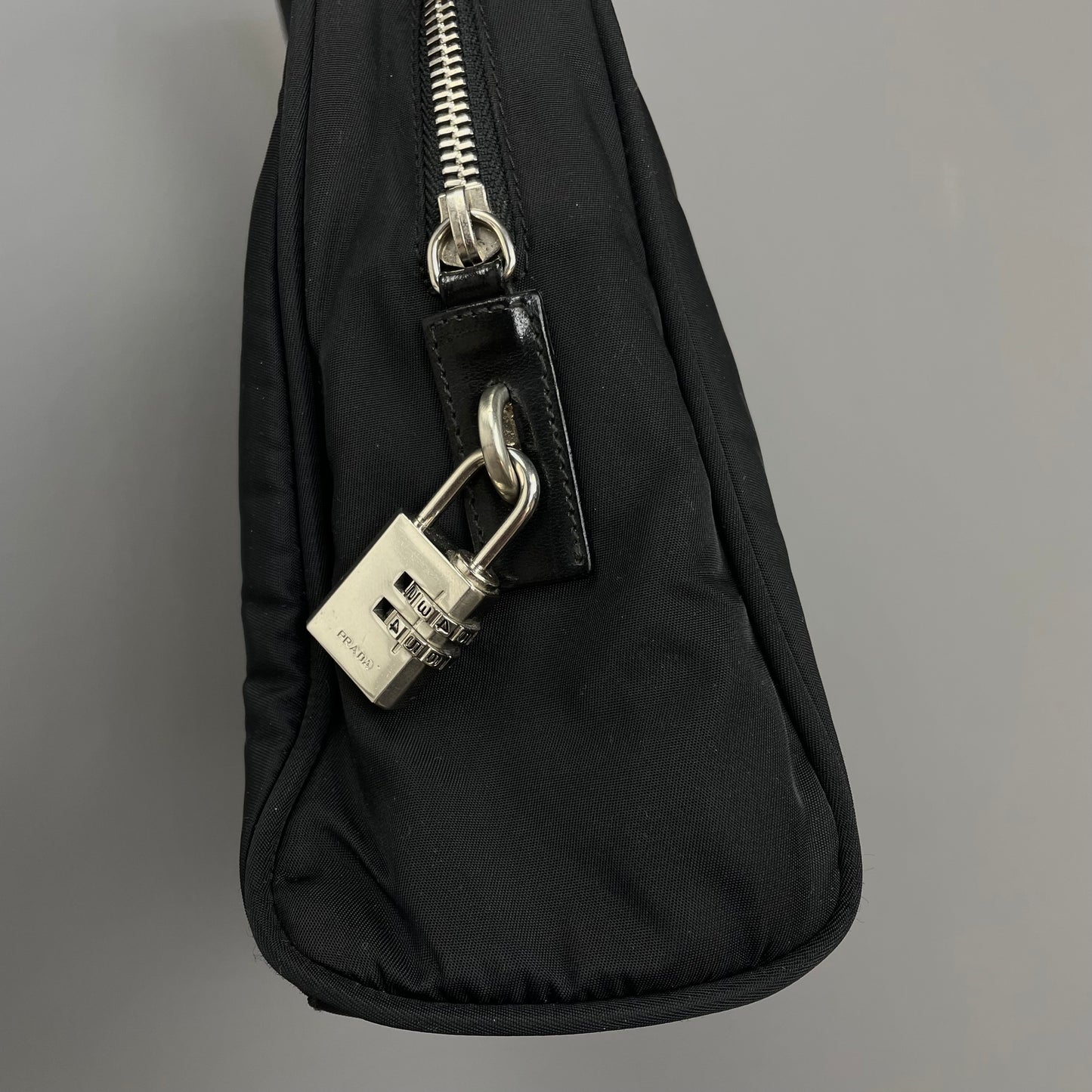 Prada Black Tessuto Nylon Padlock Handbag