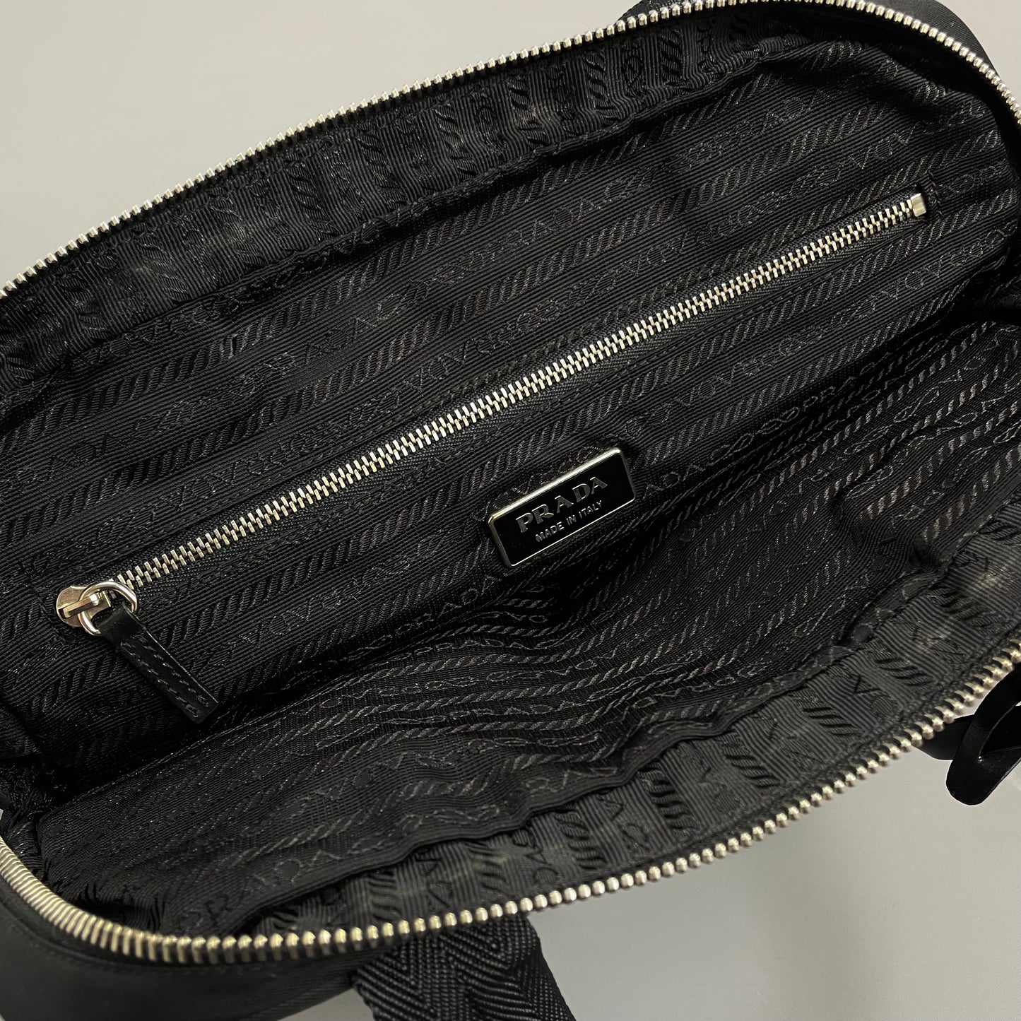 Prada Black Tessuto Nylon Padlock Handbag