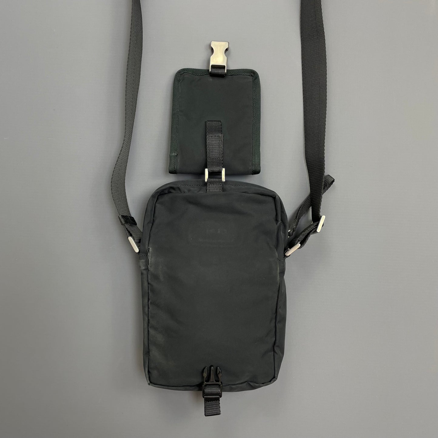 Prada Sport Grey & Black 00s Mesh Crossbody Side Shoulder Bag