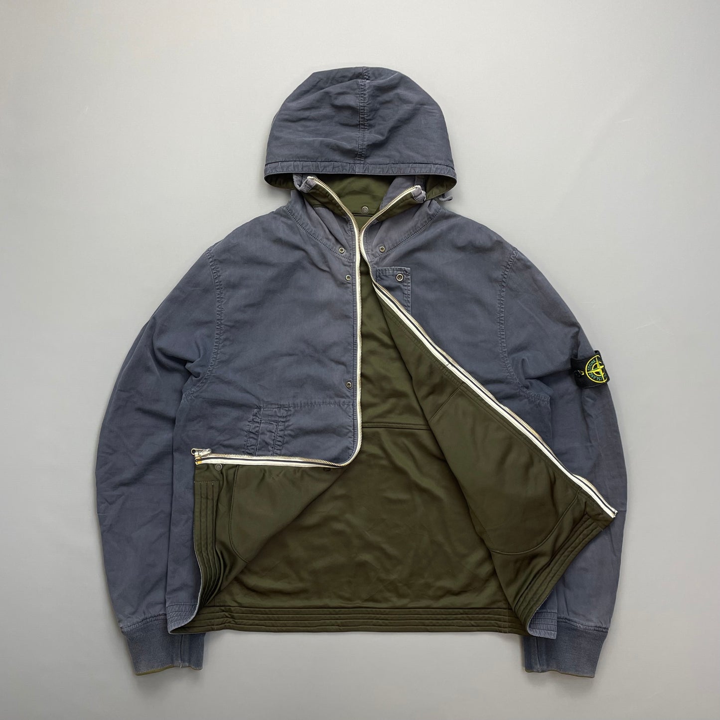 Stone Island Khaki/Blue AW07 'Intermediate Layer' Reversible Jacket