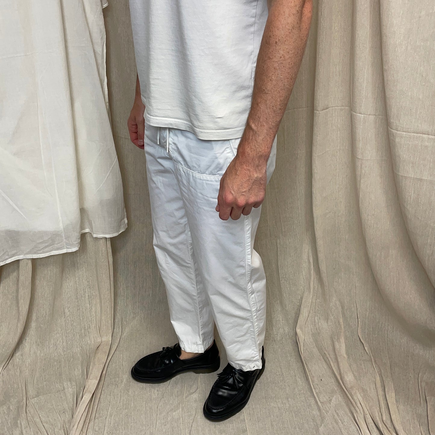 Stone Island White SS00 Cotton Shell Trousers