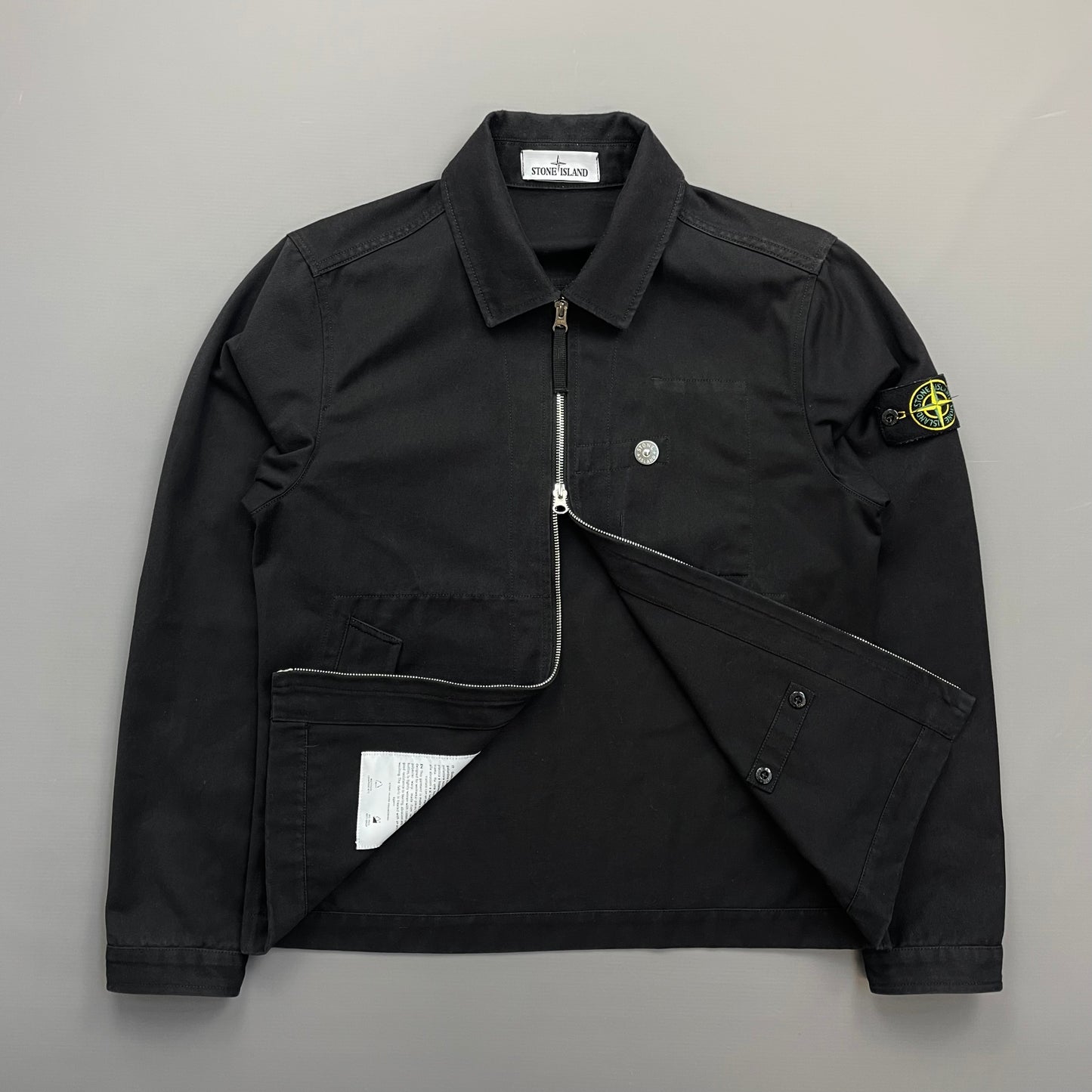 Stone Island Black SS22 Workwear R-Garbadine 3/1 Zip-Through Jacket