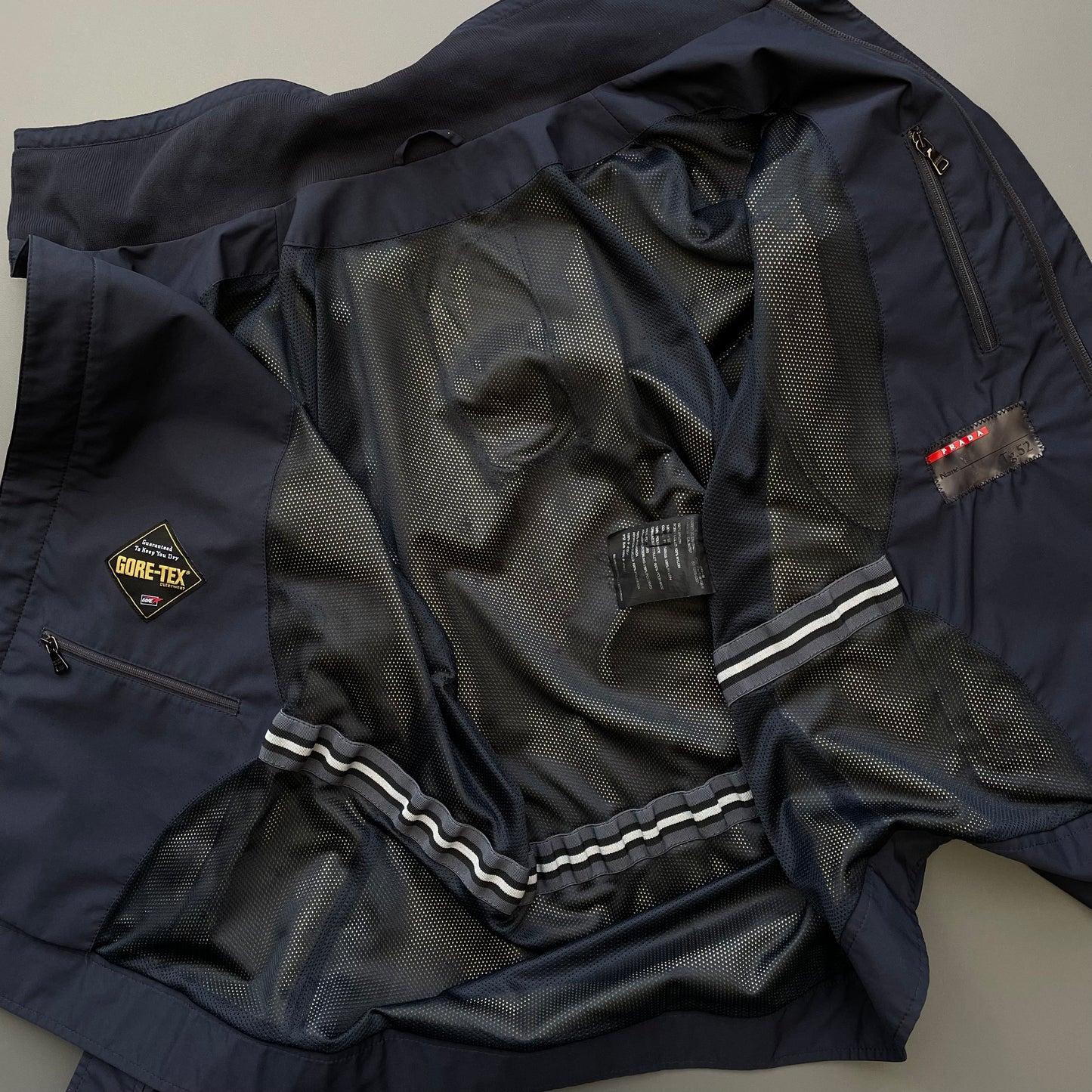 Prada Sport Navy 00s Goretex Nylon Trim Collar Harrington Jacket