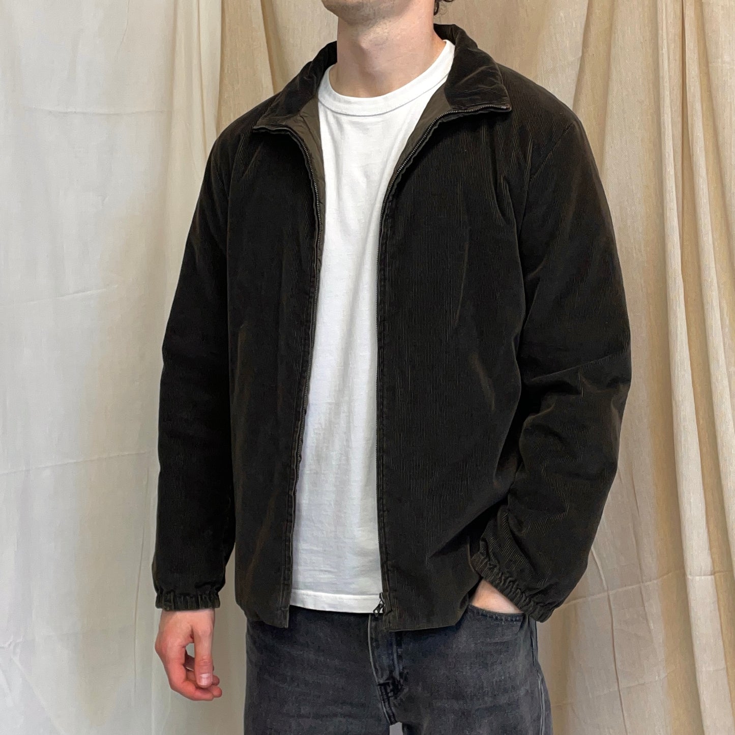 Prada Sport Brown 00s Padded Quilt-Lined Corduroy Jacket