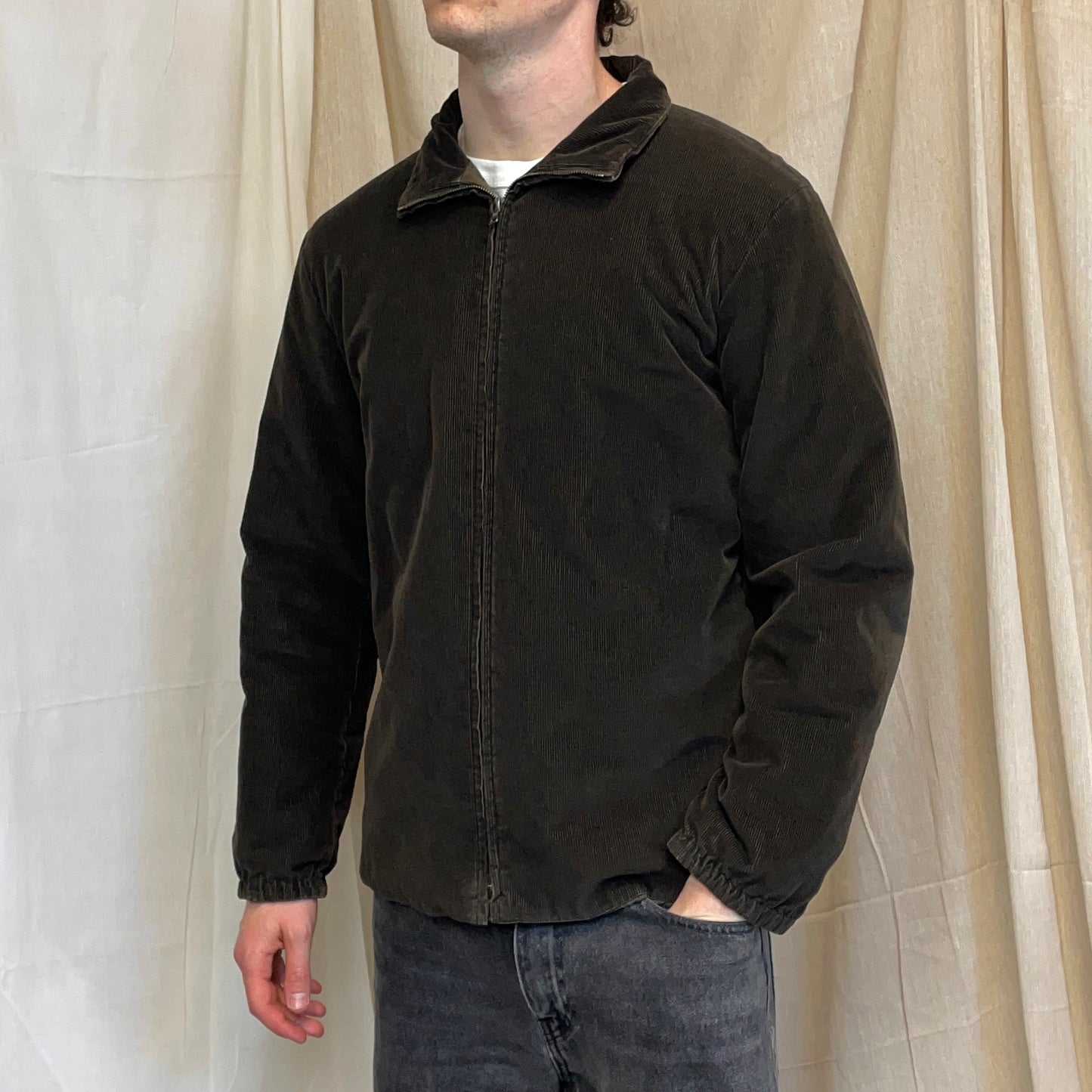 Prada Sport Brown 00s Padded Quilt-Lined Corduroy Jacket
