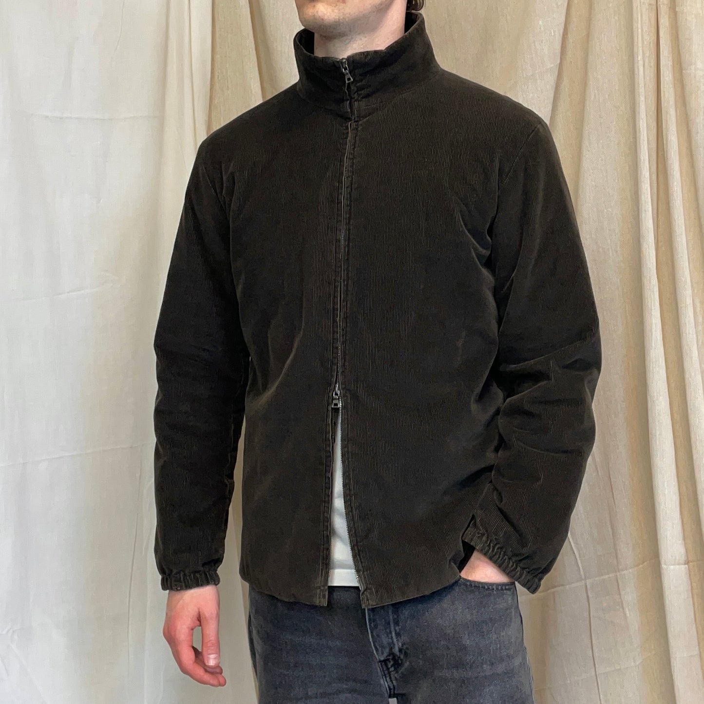 Prada Sport Brown 00s Padded Quilt-Lined Corduroy Jacket