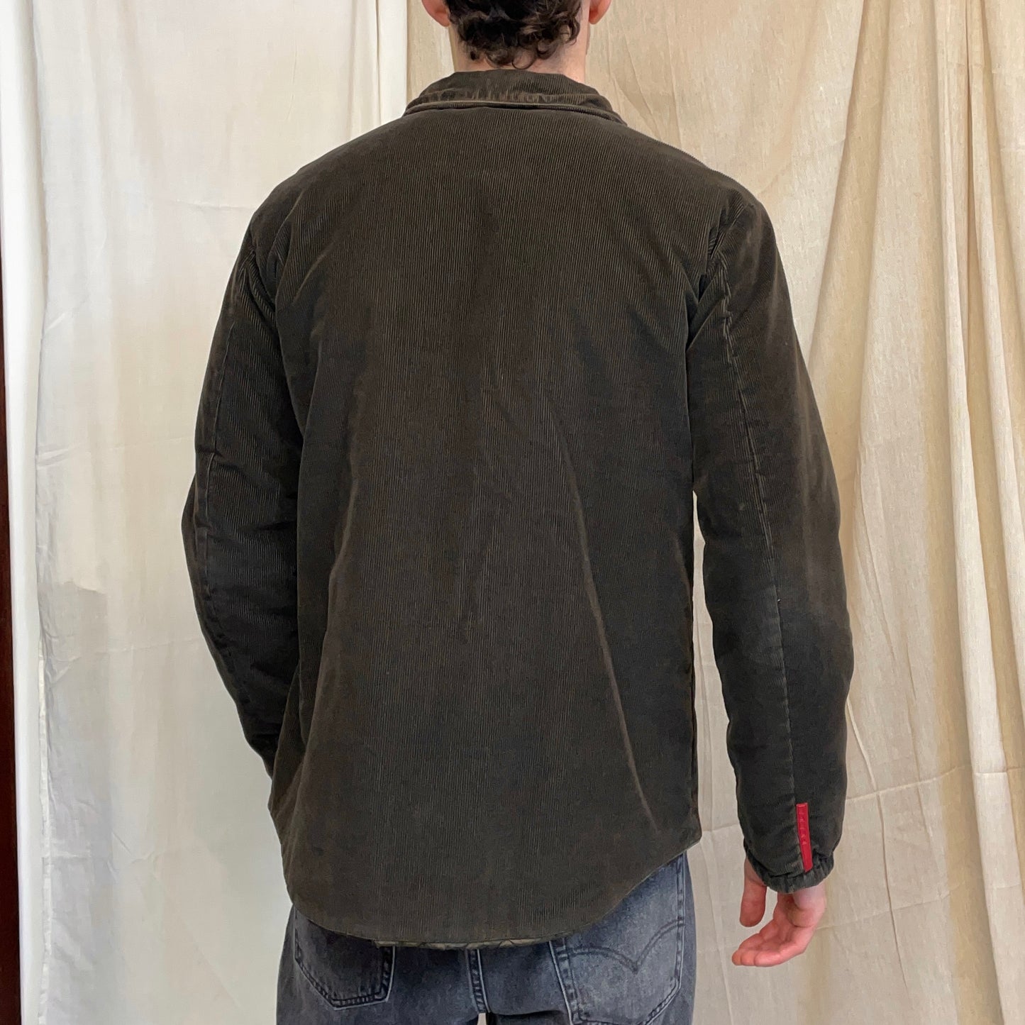 Prada Sport Brown 00s Padded Quilt-Lined Corduroy Jacket