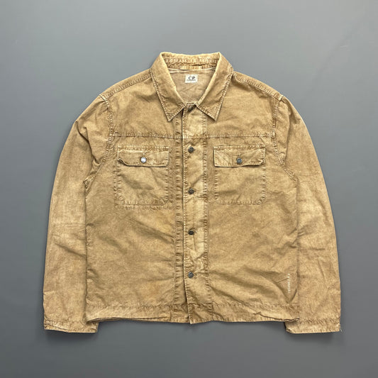 C.P. Company Sand SS06 Boxy Button & Zip Lightweight Overshirt Jacket