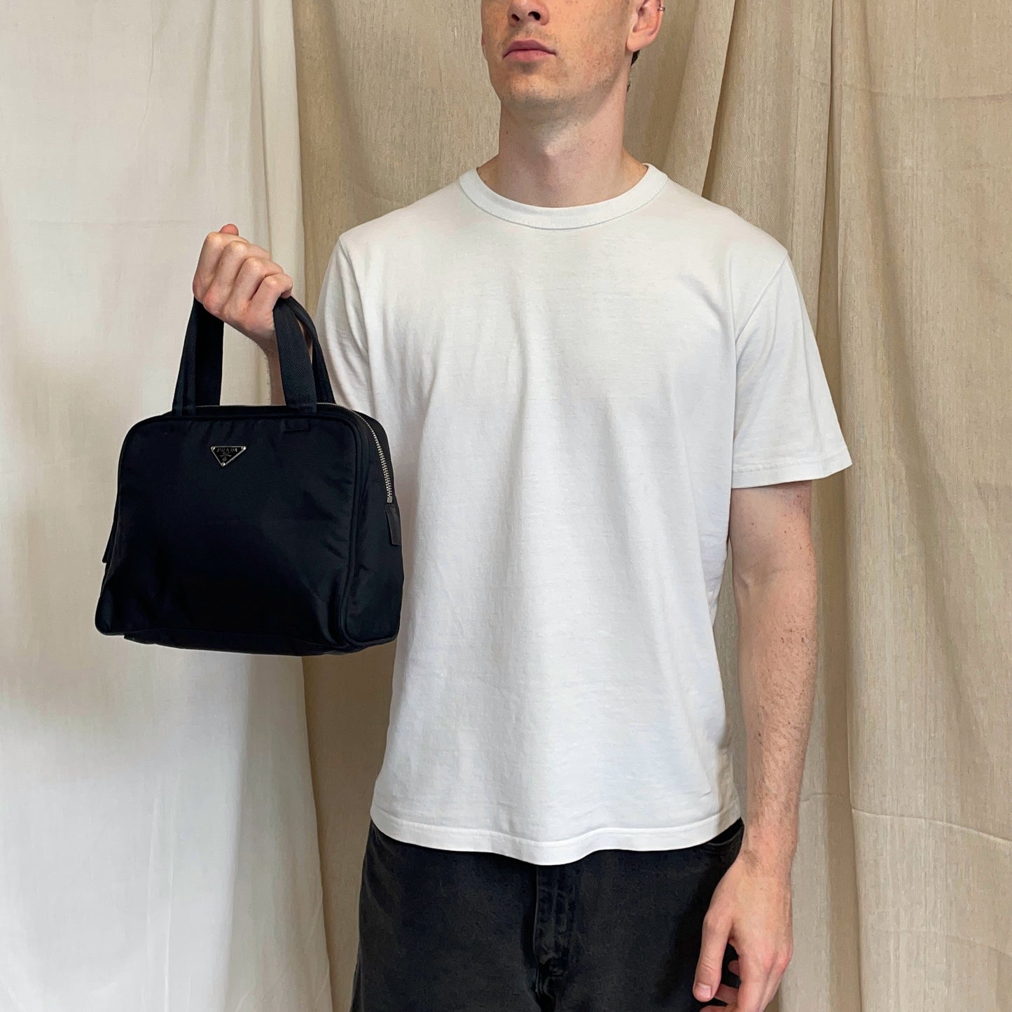 Prada Black Tessuto Nylon Padlock Handbag