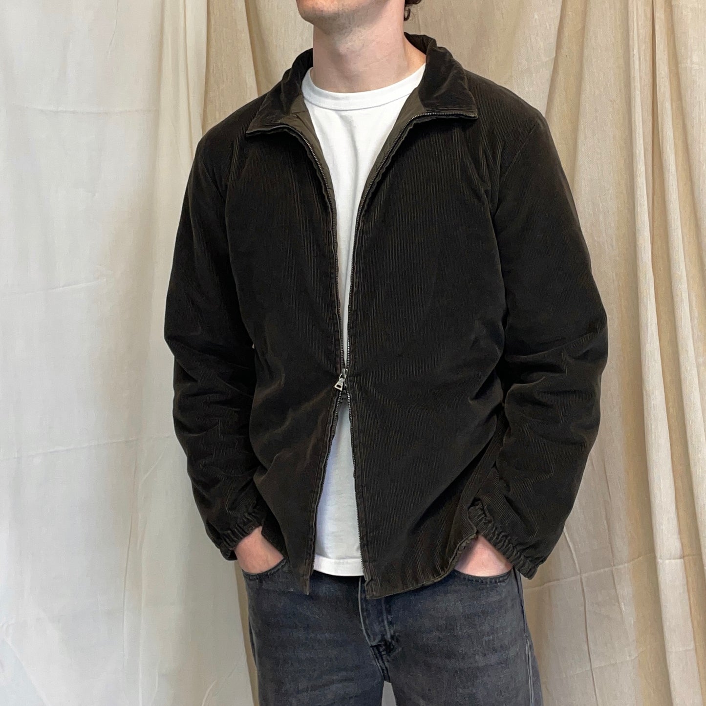 Prada Sport Brown 00s Padded Quilt-Lined Corduroy Jacket