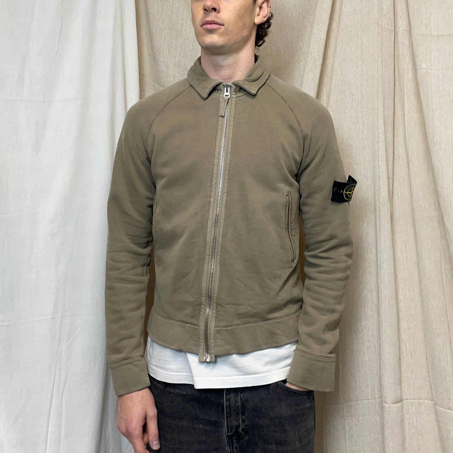 Stone Island Tan AW06 Compass Emblem Zip-Through Cotton Jacket