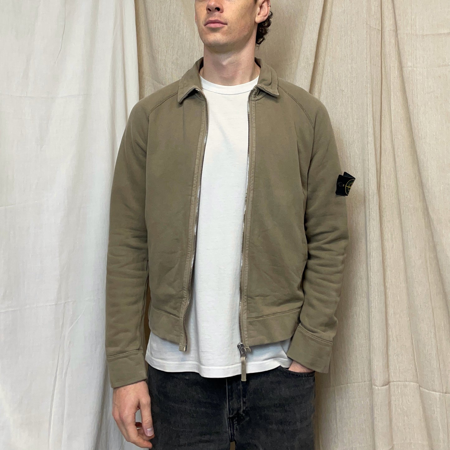 Stone Island Tan AW06 Compass Emblem Zip-Through Cotton Jacket