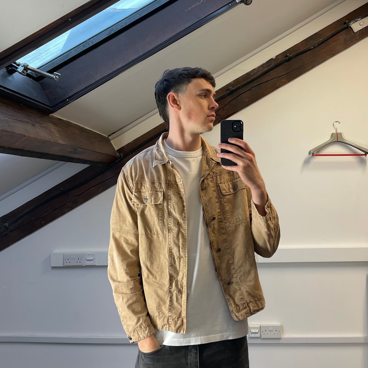 C.P. Company Sand SS06 Boxy Button & Zip Lightweight Overshirt Jacket
