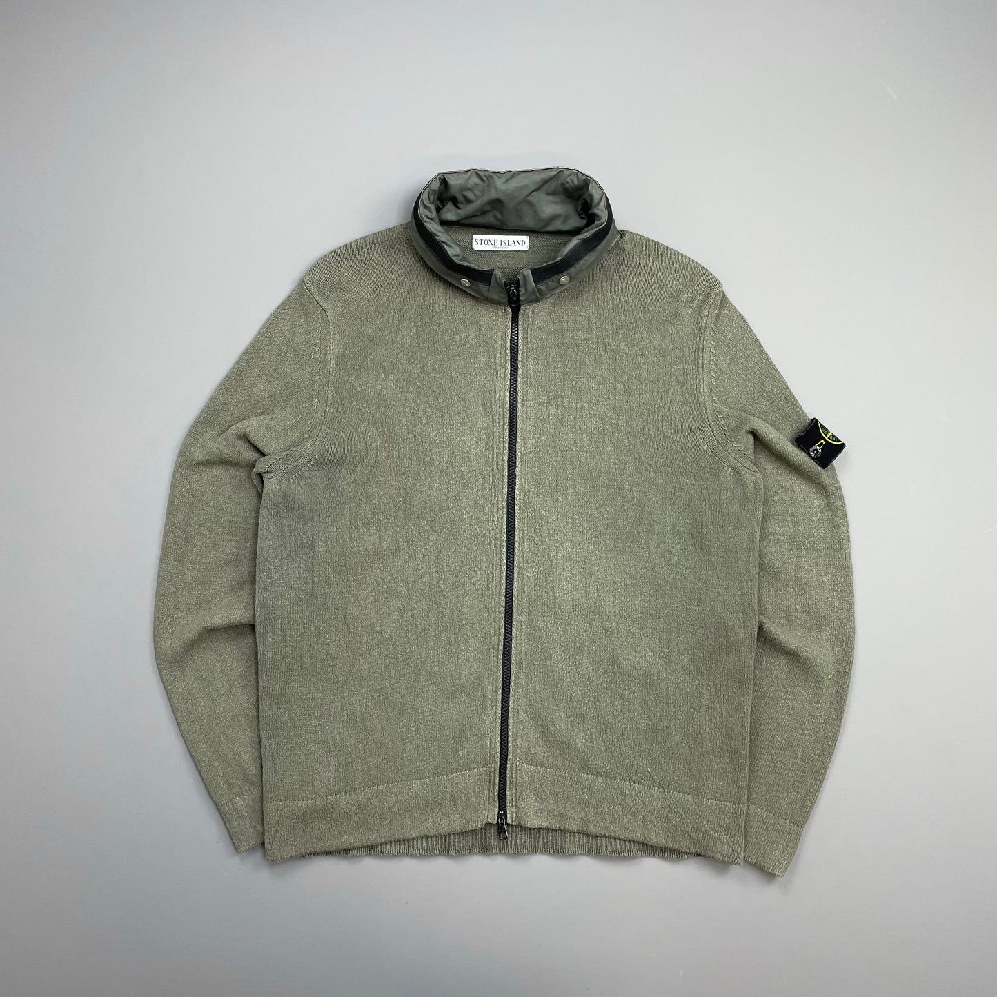 Stone Island Green SS07 David-TC Concealed Hood Knit Jacket