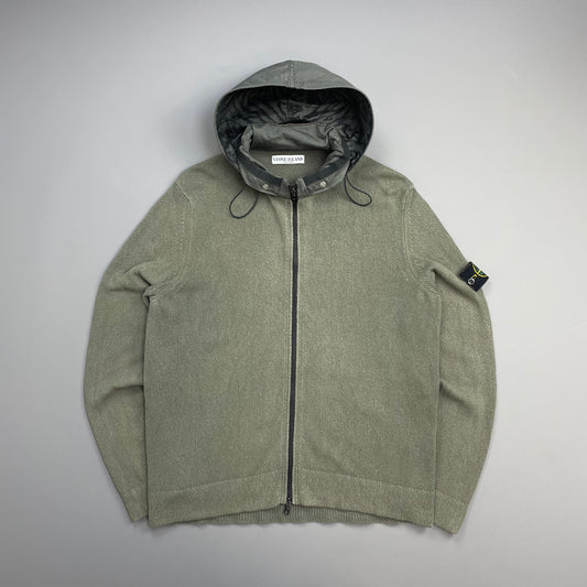 Stone Island Green SS07 David-TC Concealed Hood Knit Jacket