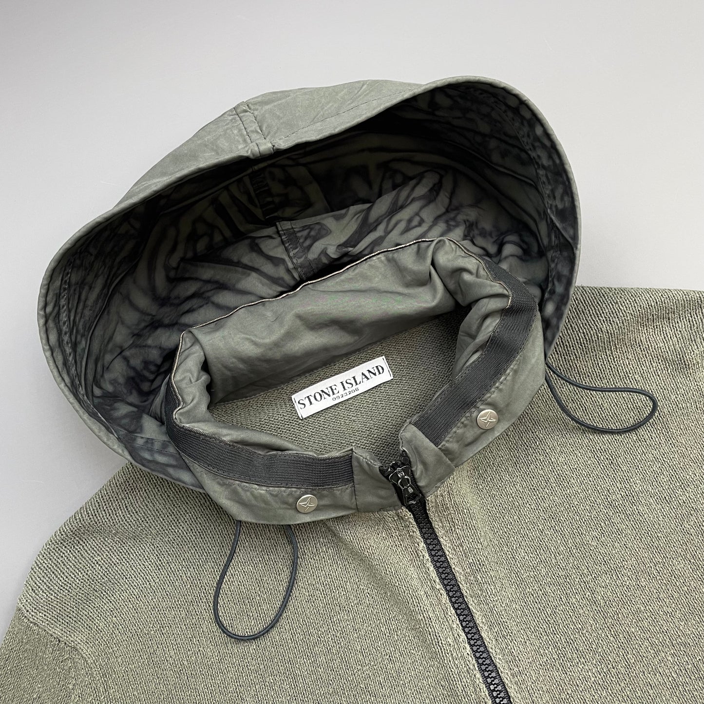 Stone Island Green SS07 David-TC Concealed Hood Knit Jacket