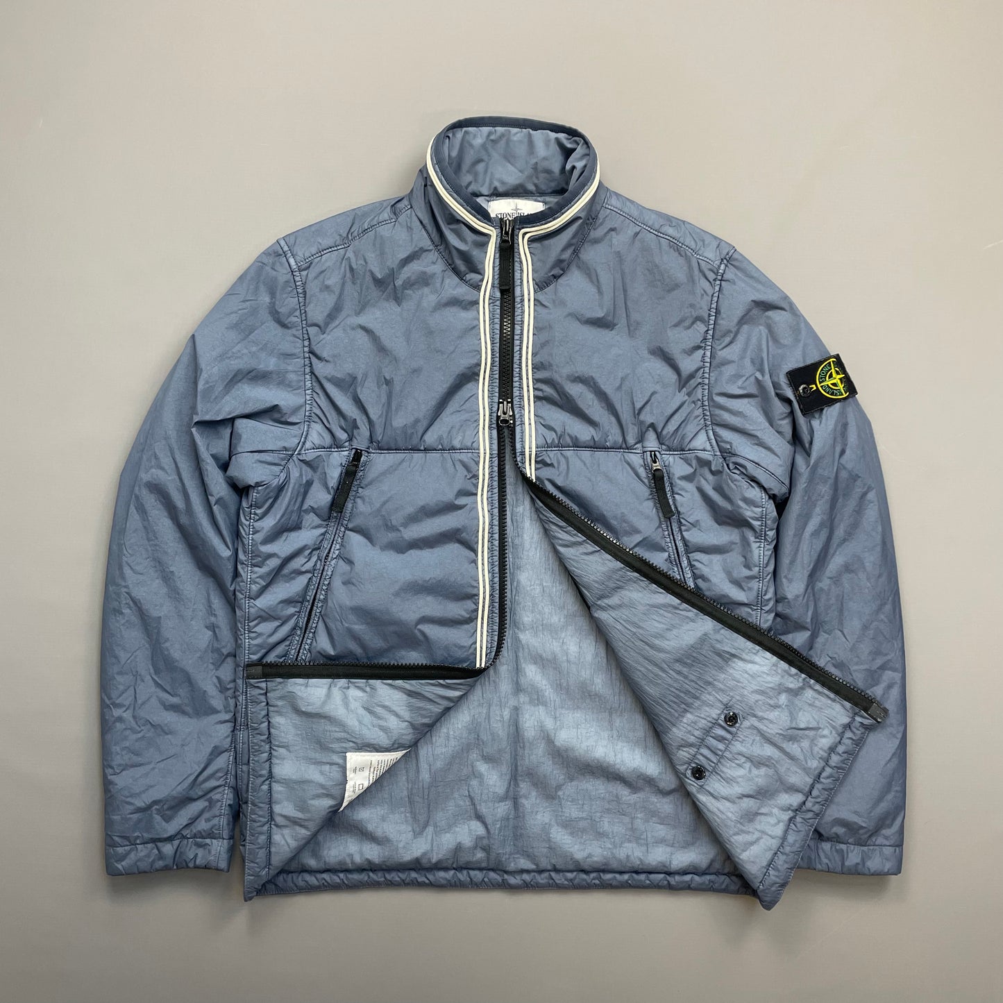 Stone Island Blue AW19 Padded Garment Dyed Crinkle Reps Jacket