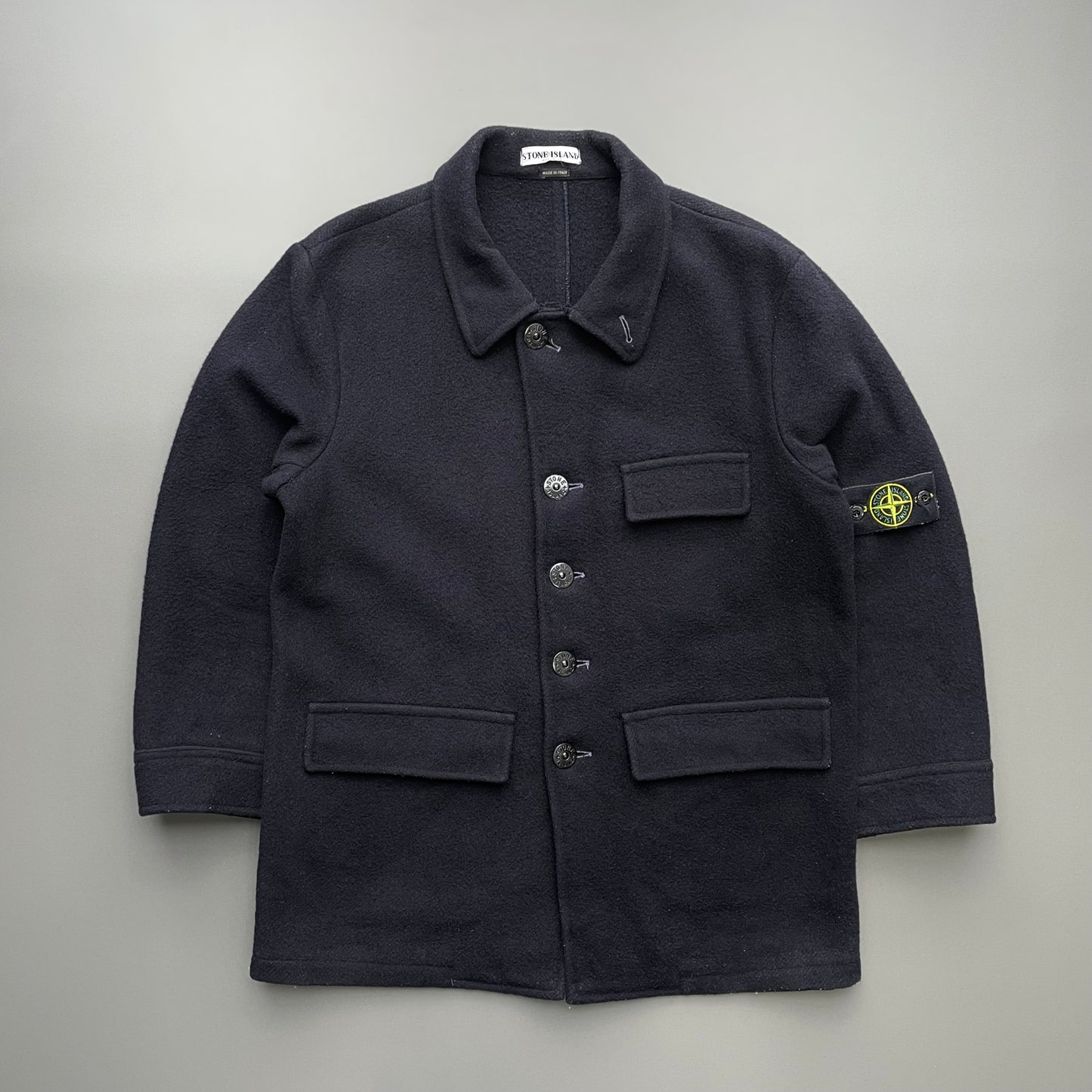 Stone Island Navy AW04 Wool-Blend Overcoat
