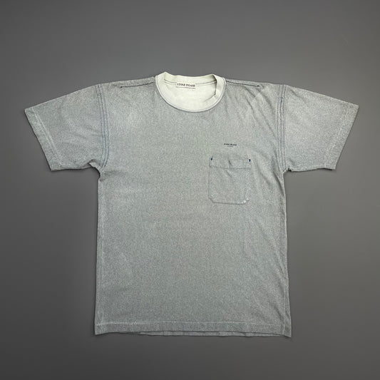 Stone Island Grey Blue 80s Marina Chest Spellout Tee