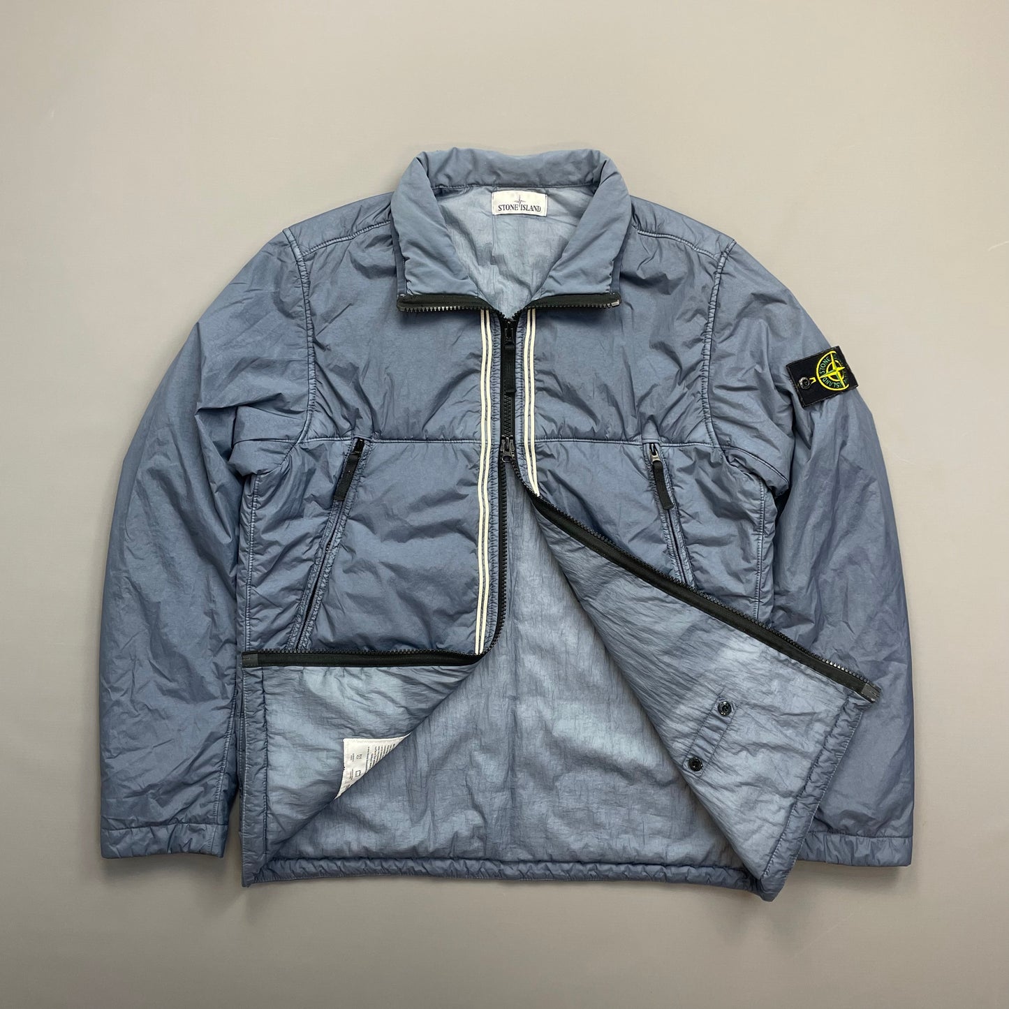 Stone Island Blue AW19 Padded Garment Dyed Crinkle Reps Jacket