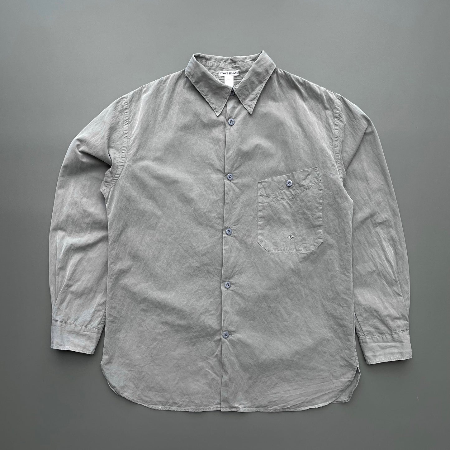 Stone Island Grey 00s Minimalist Embroidered Emblem Shirt