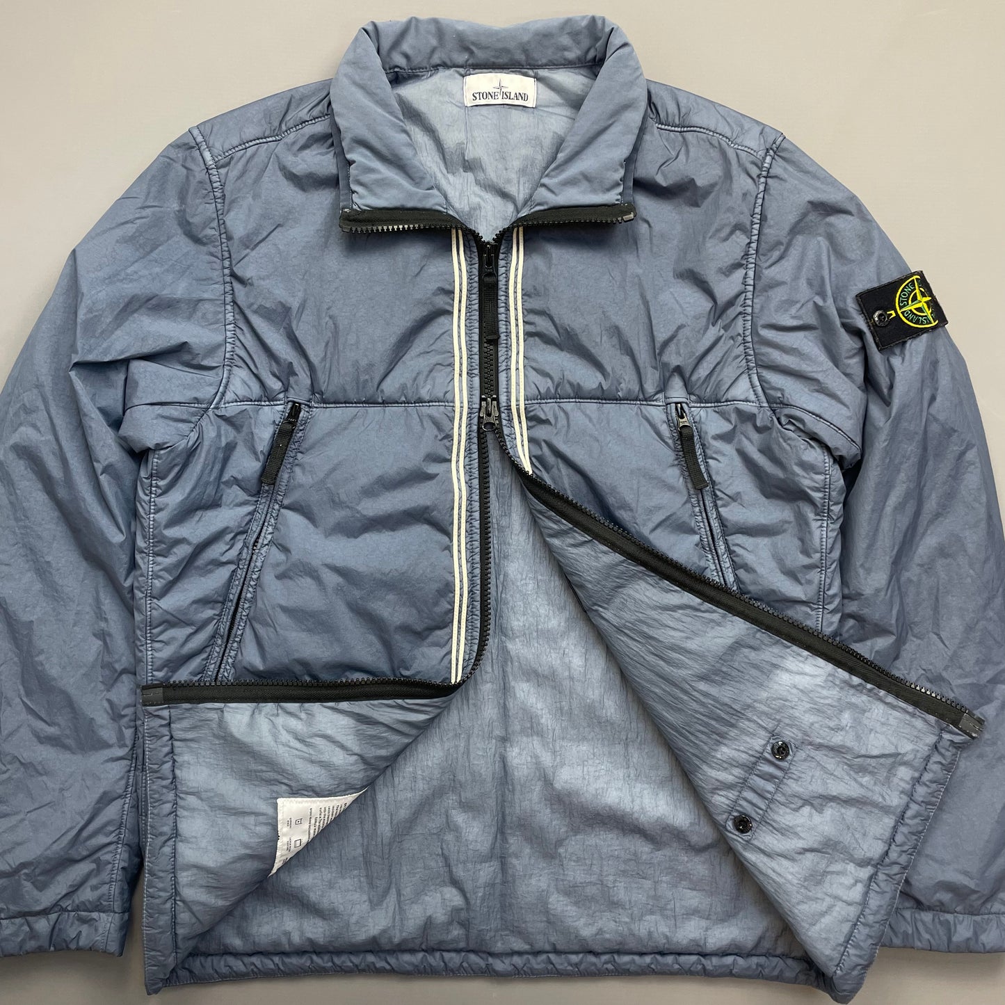 Stone Island Blue AW19 Padded Garment Dyed Crinkle Reps Jacket