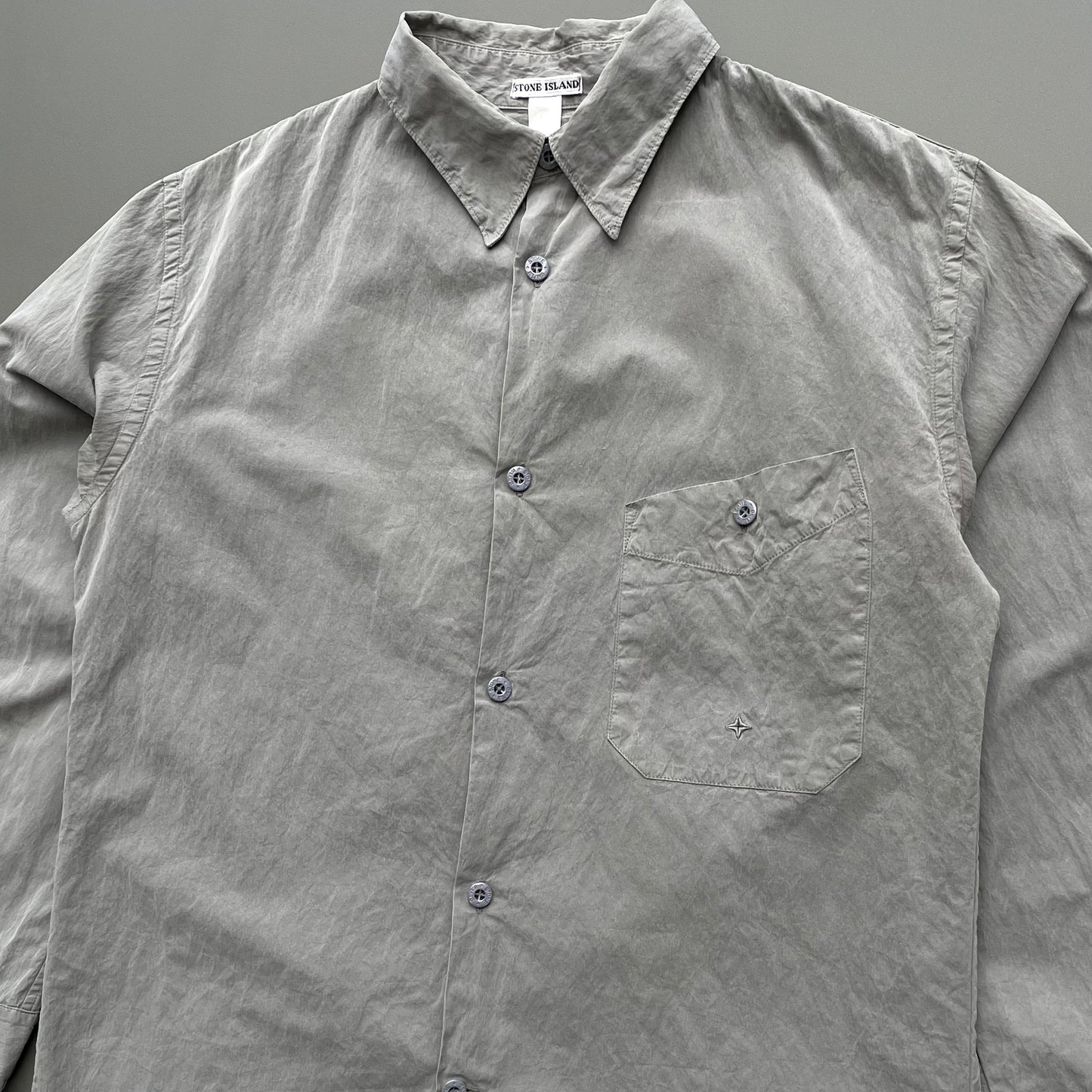 Stone Island Grey 00s Minimalist Embroidered Emblem Shirt