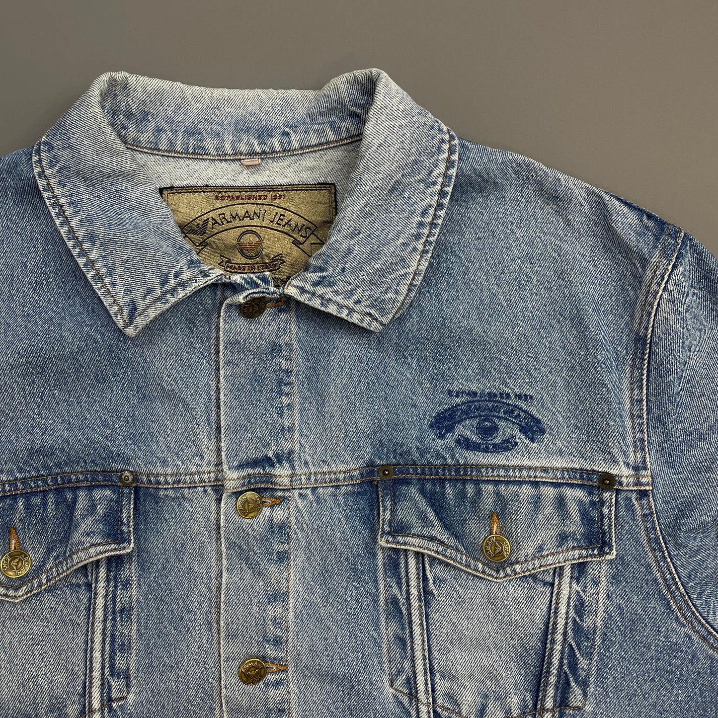 Armani Jeans Blue 90s Denim Trucker Jacket