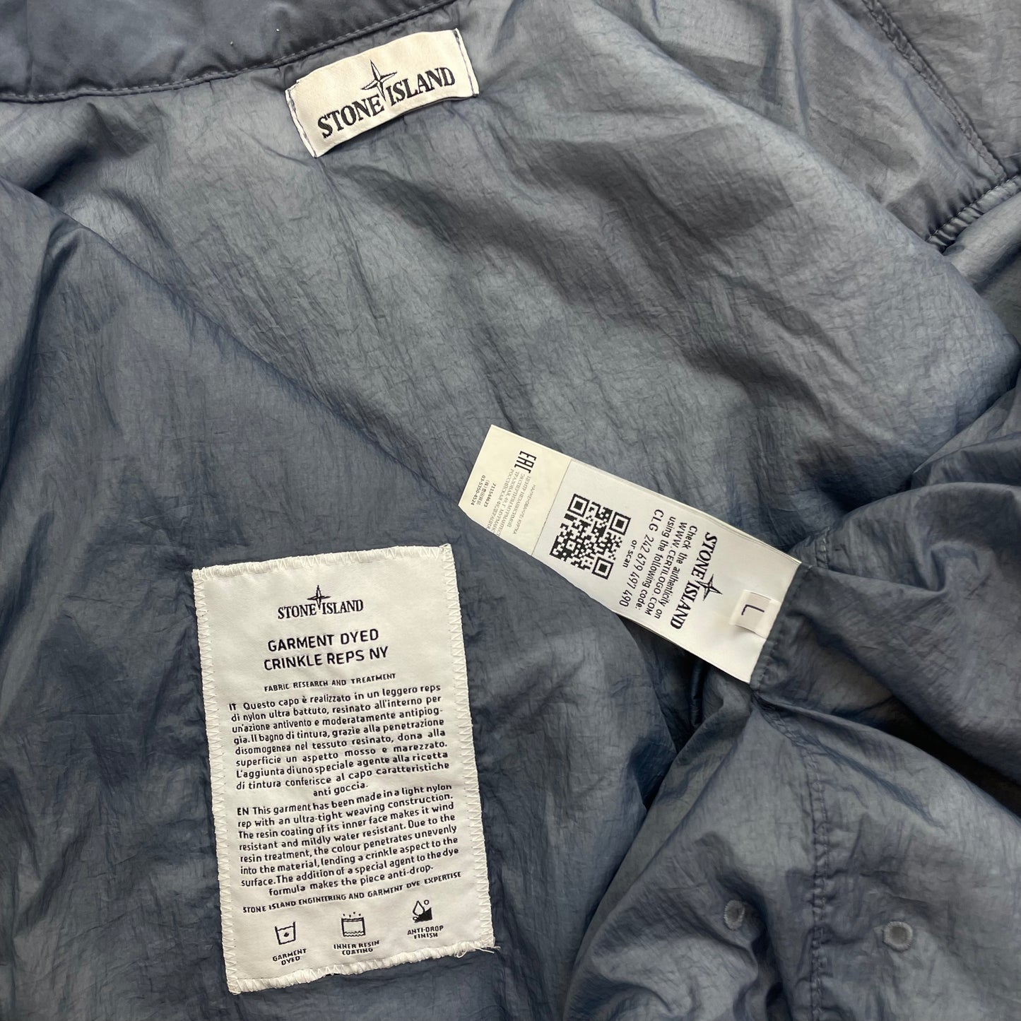 Stone Island Blue AW19 Padded Garment Dyed Crinkle Reps Jacket