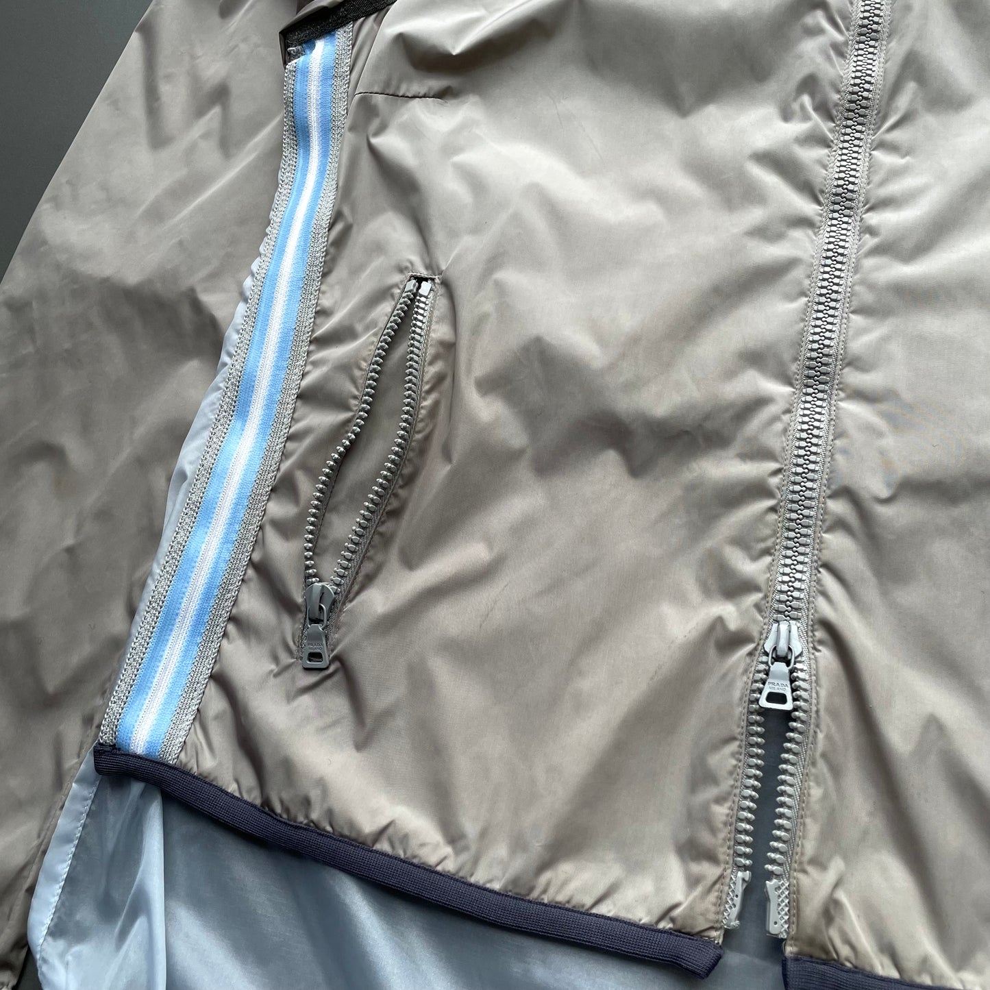 Prada Sport Blue & Grey SS00 Translucent Gel Seam Women's Jacket