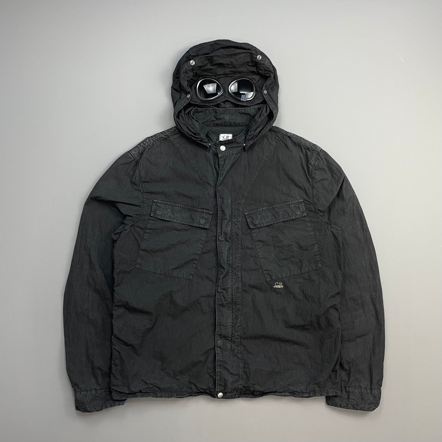 C.P. Company Black Cotton Detachable Hood Google Jacket