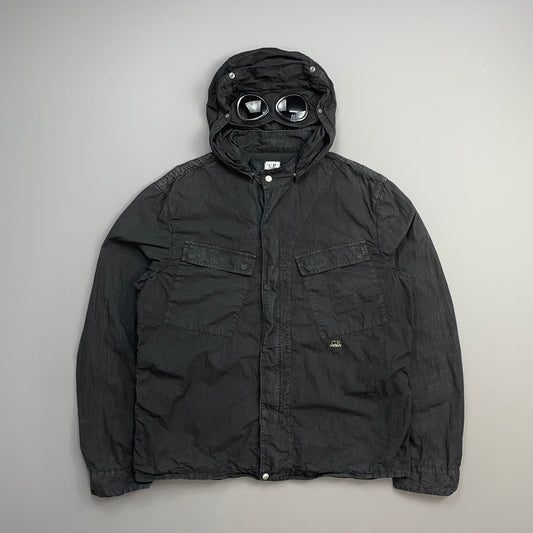 C.P. Company Black Cotton Detachable Hood Google Jacket
