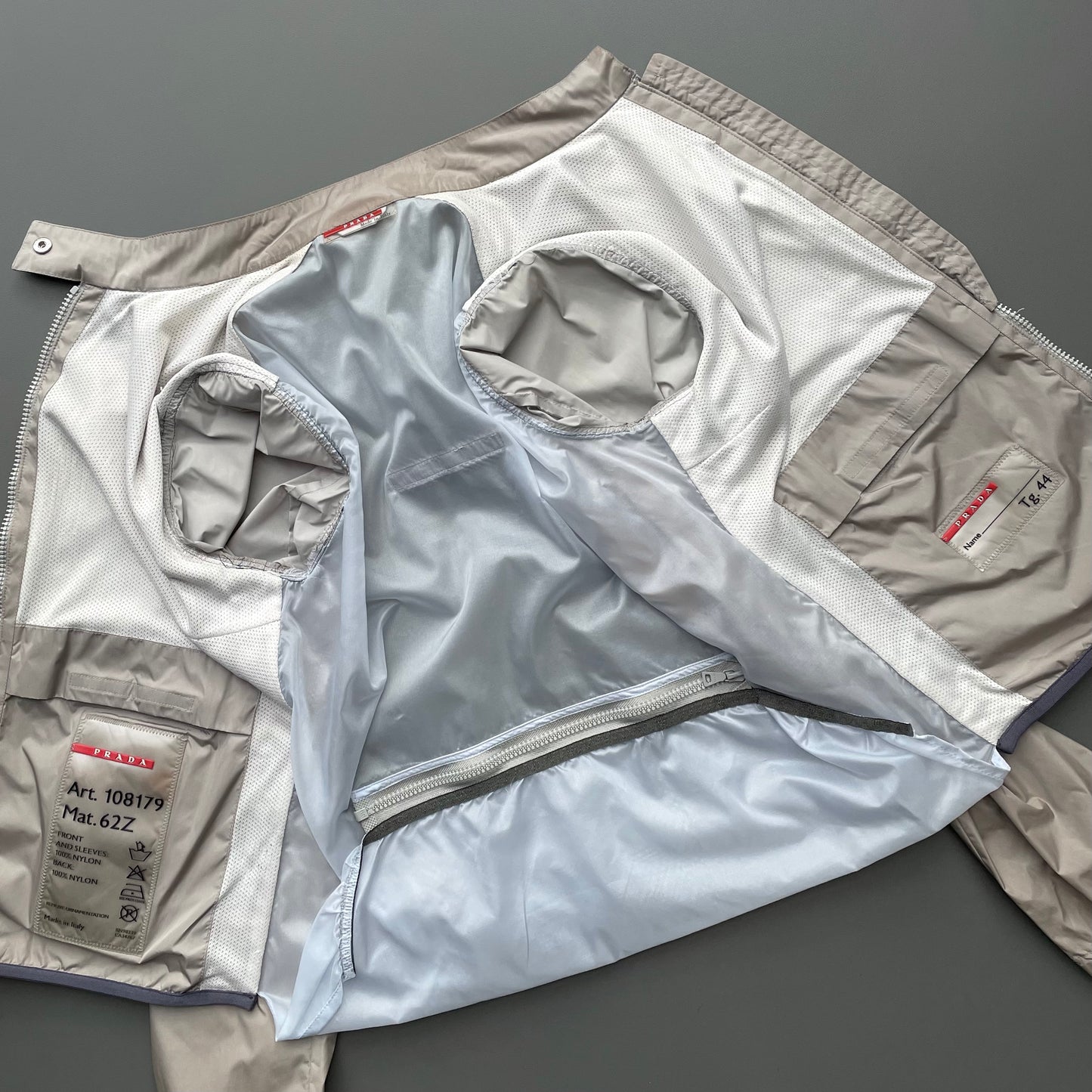 Prada Sport Blue & Grey SS00 Translucent Gel Seam Women's Jacket