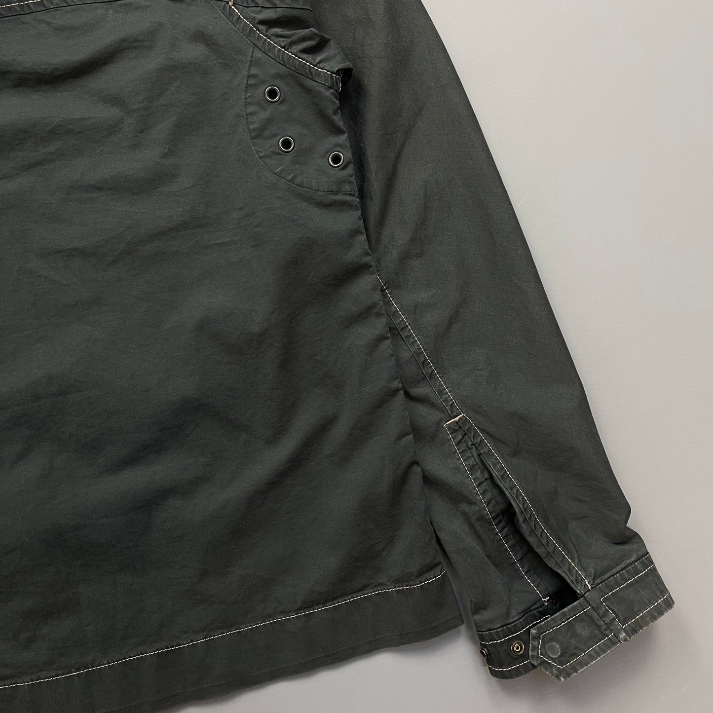 Prada Sport Grey Lightweight Contrast Stitching Hooded Windbreaker Jacket
