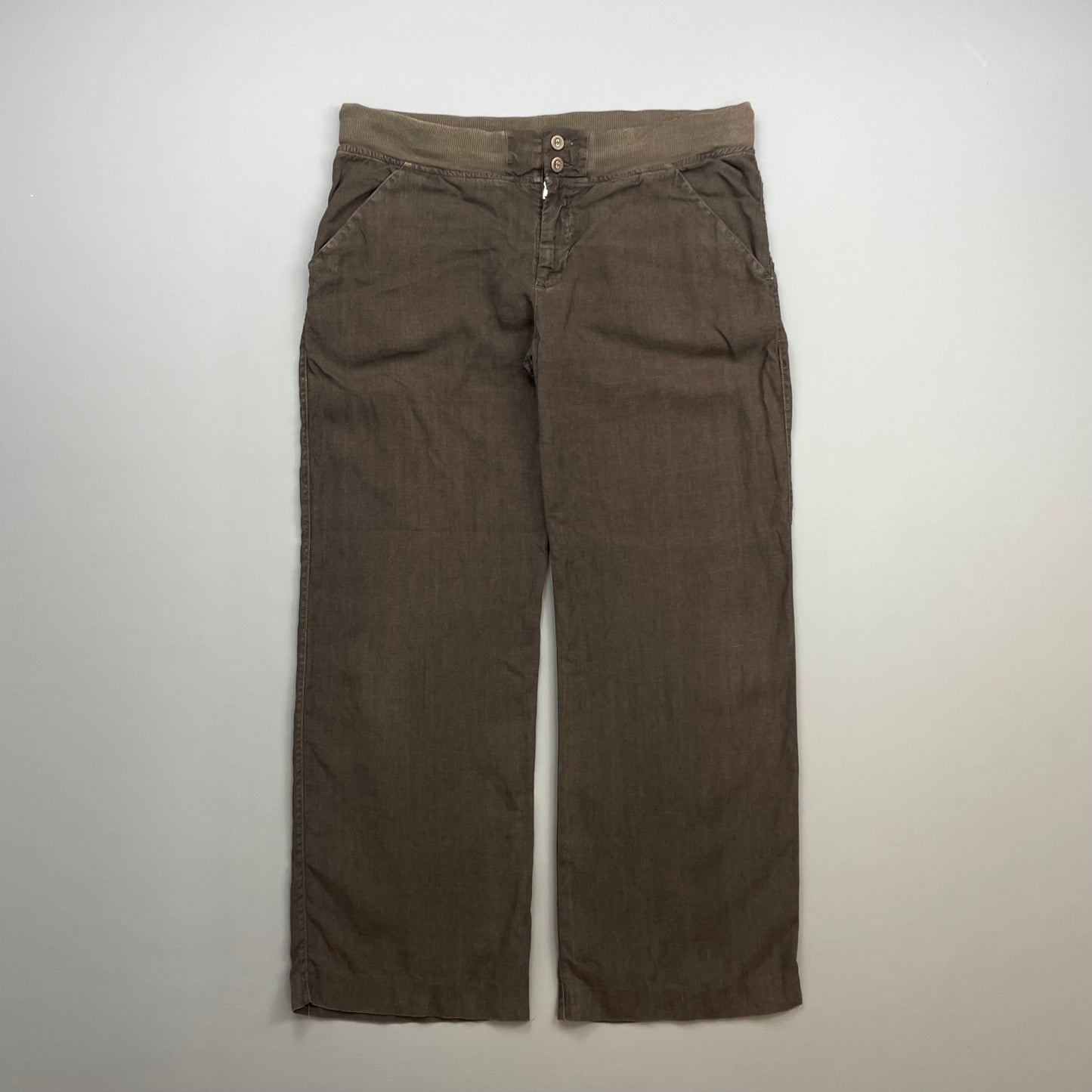 CP Company Brown SS07 Linen Lino Flax Wide Leg Trousers