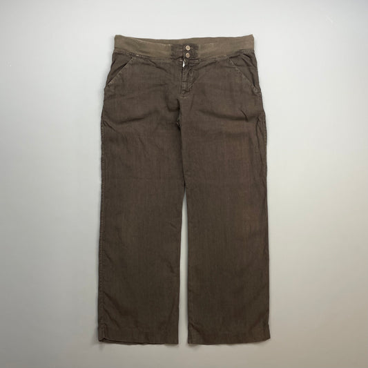CP Company Brown SS07 Linen Lino Flax Wide Leg Trousers