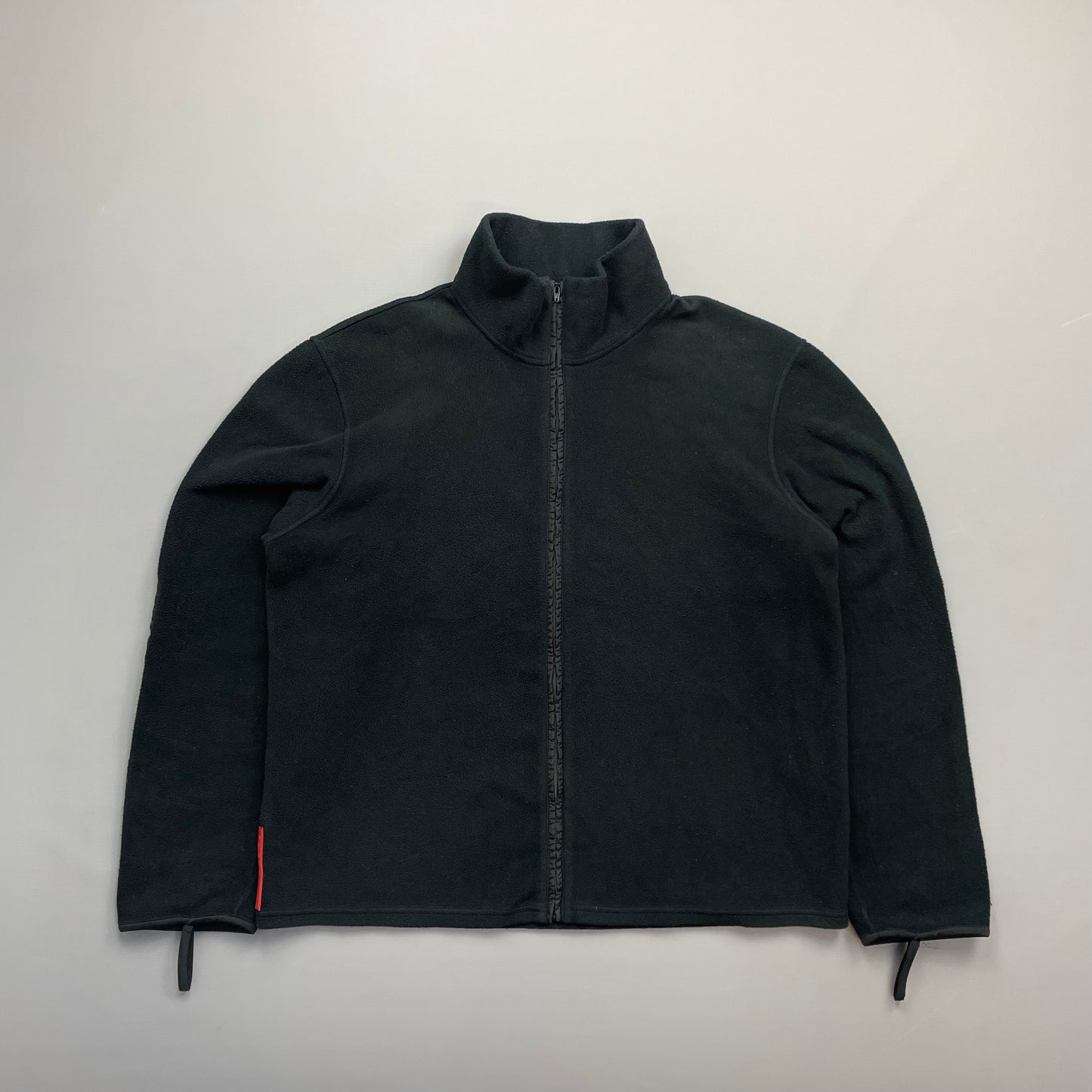 Prada Sport Black Lightweight Nylon Panel Fleece Jacket