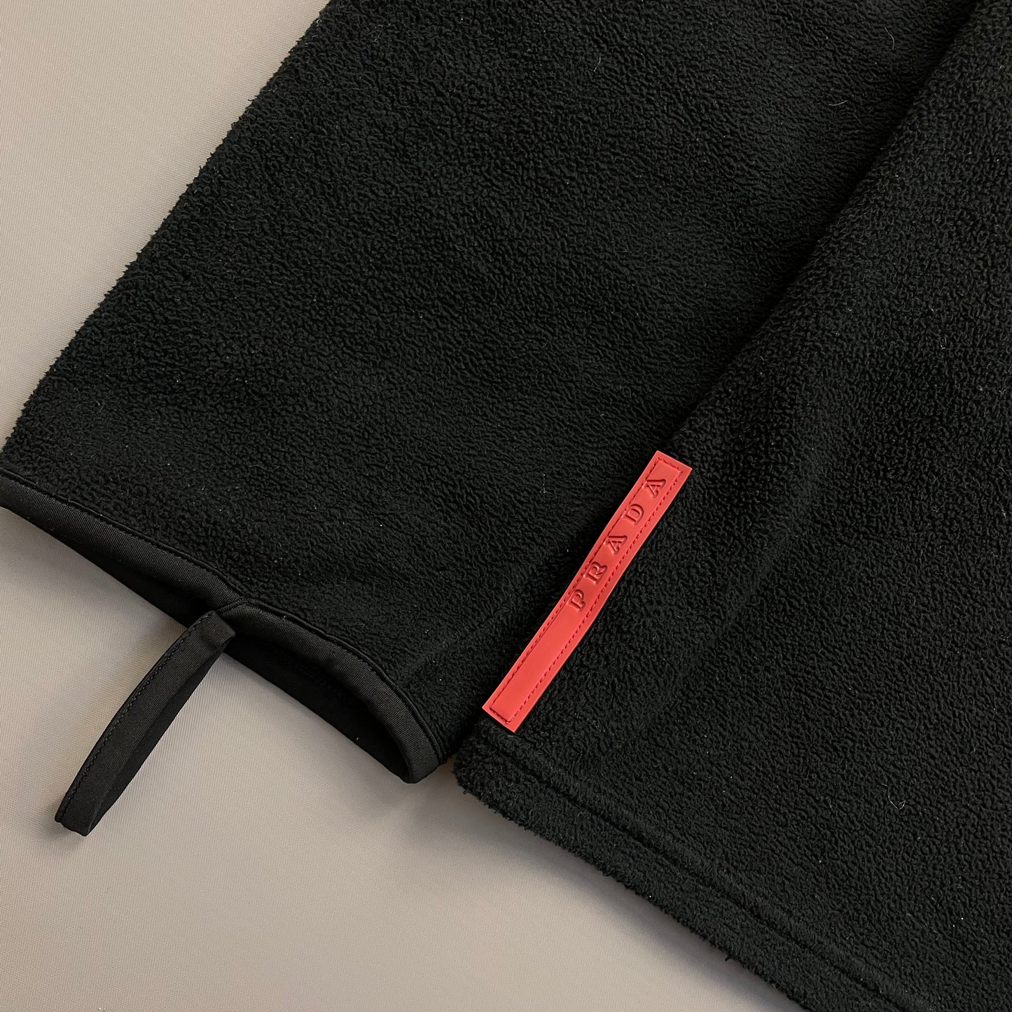 Prada Sport Black Lightweight Nylon Panel Fleece Jacket