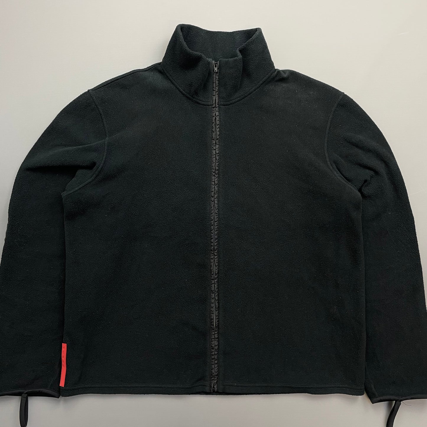 Prada Sport Black Lightweight Nylon Panel Fleece Jacket
