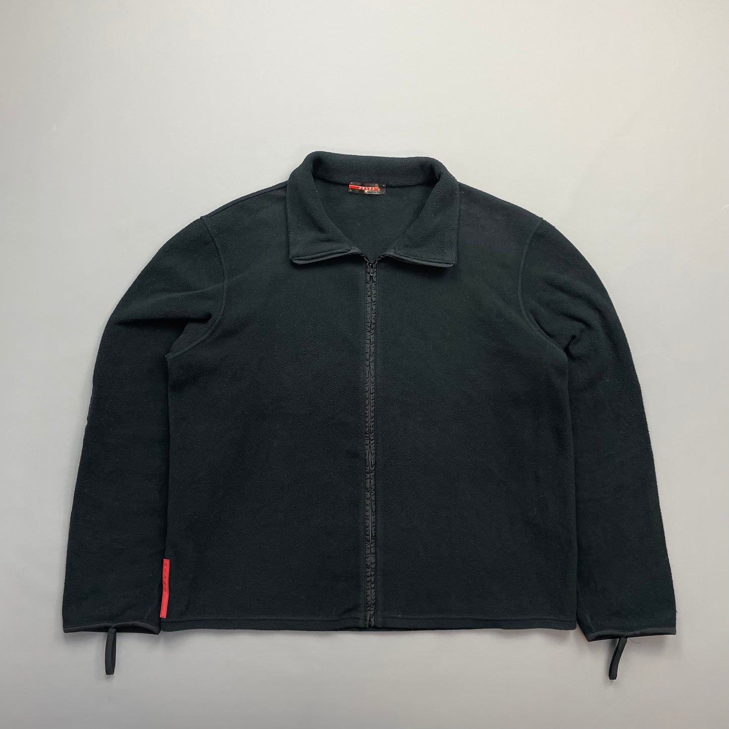 Prada Sport Black Lightweight Nylon Panel Fleece Jacket
