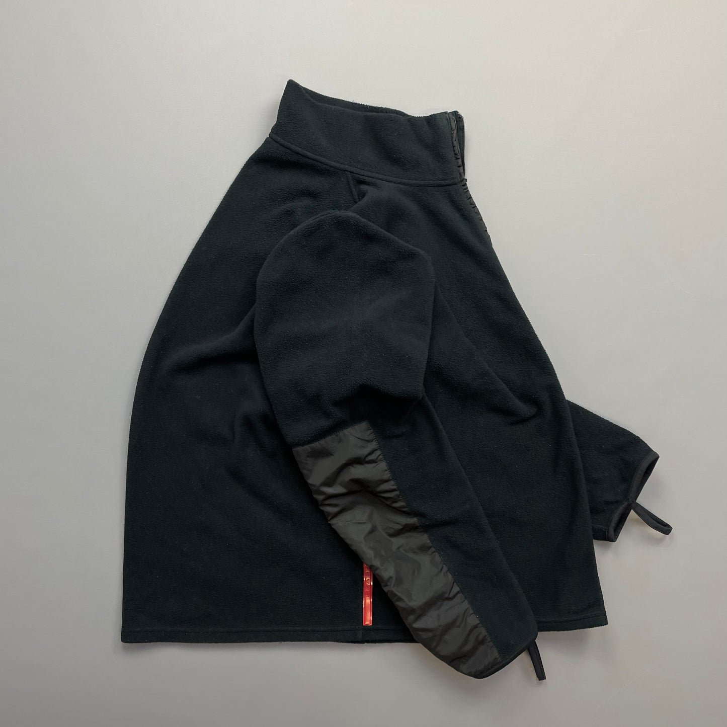 Prada Sport Black Lightweight Nylon Panel Fleece Jacket