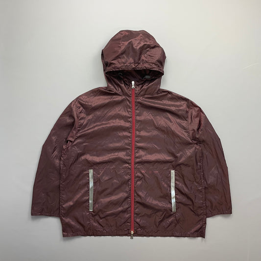 Prada Sport Burgundy SS00 Runway Reflective Nylon Hooded Jacket