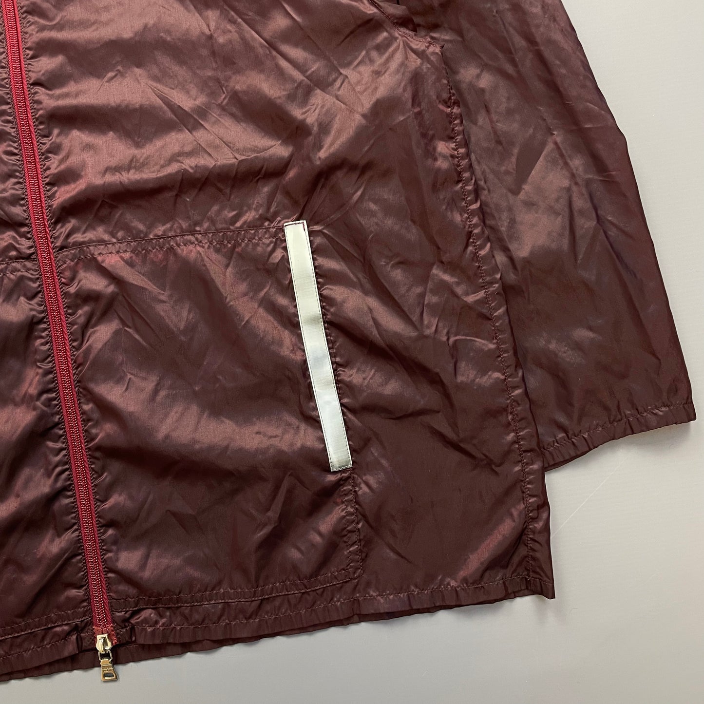 Prada Sport Burgundy SS00 Runway Reflective Nylon Hooded Jacket