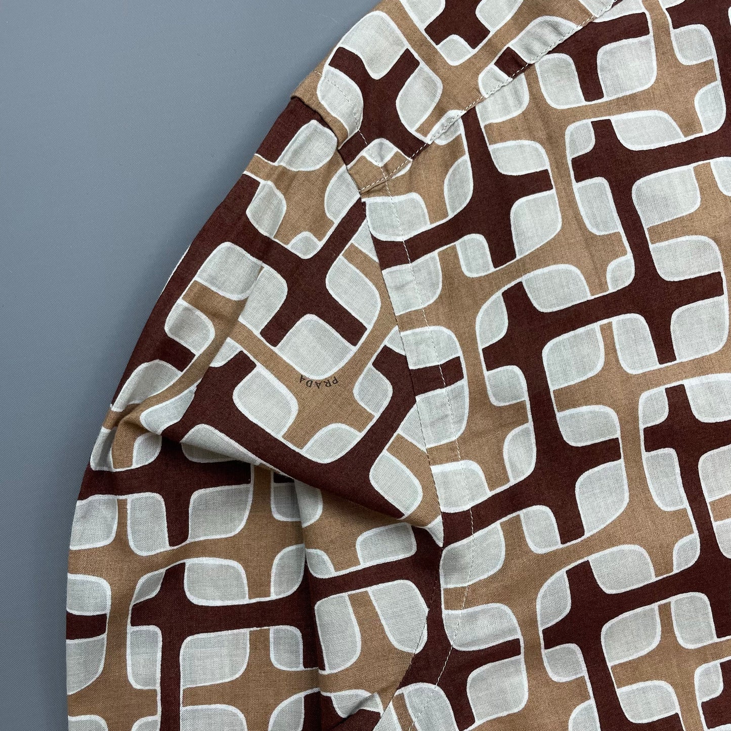 Prada Milano Brown 00s Geometric Interlink All-Over Print Shirt